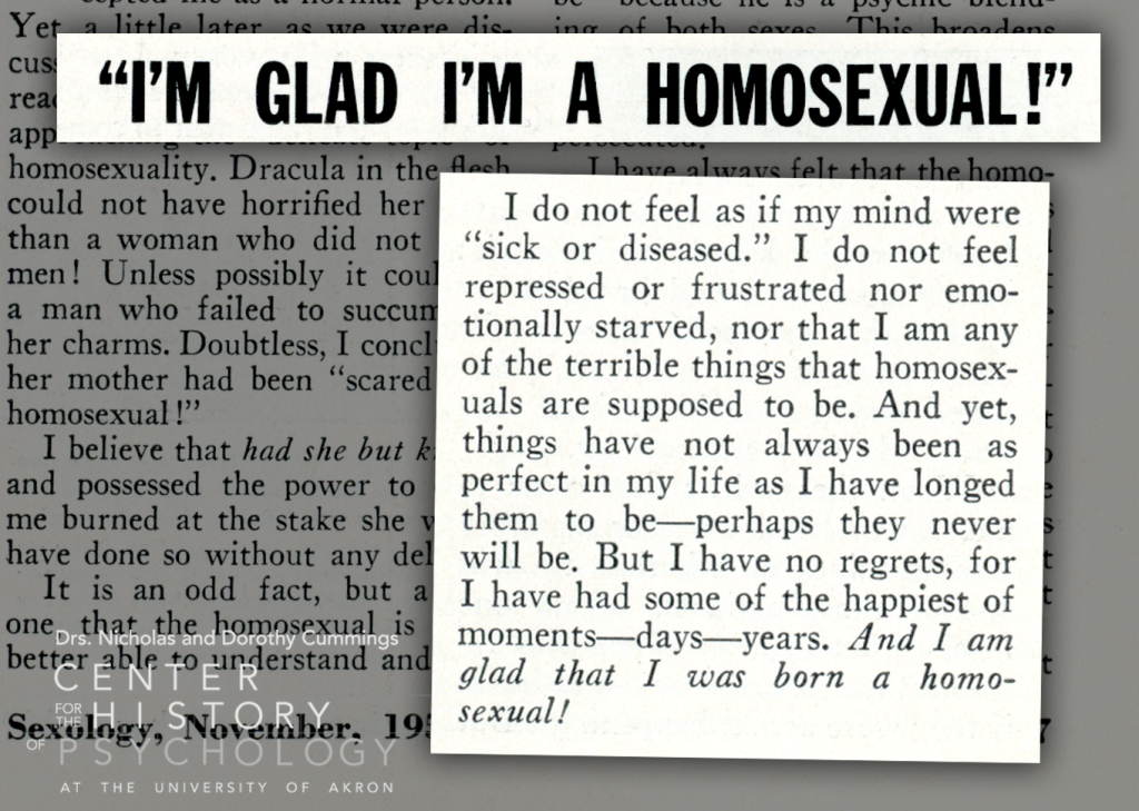 Article excerpt titled "I'm Glad I'm a Homosexual!" Excerpt text included below.